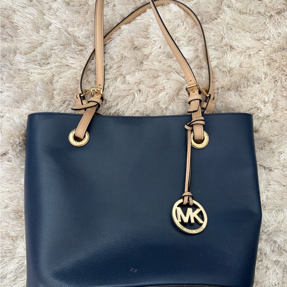 Michael Kors Dark Blue and Beige Tote